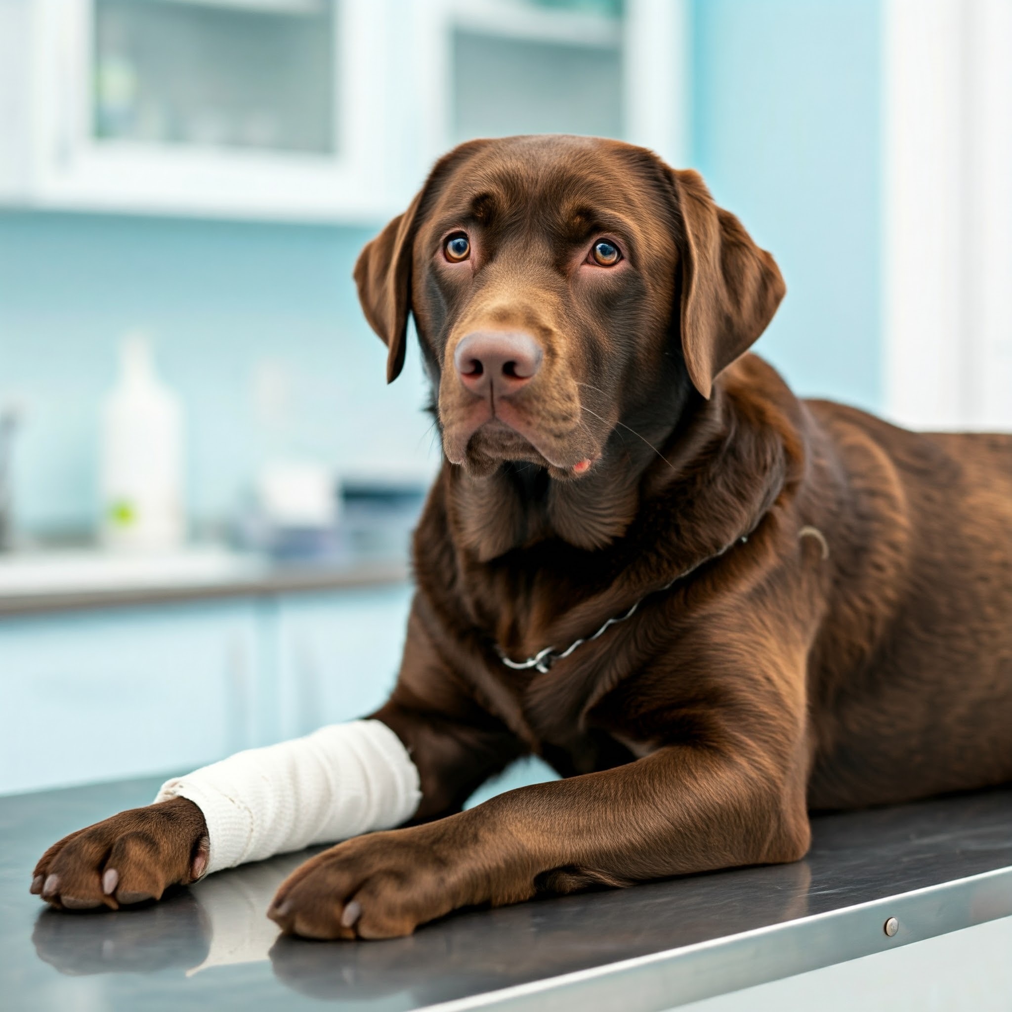 Un cane malato con gli occhi spenti e il pelo arruffato