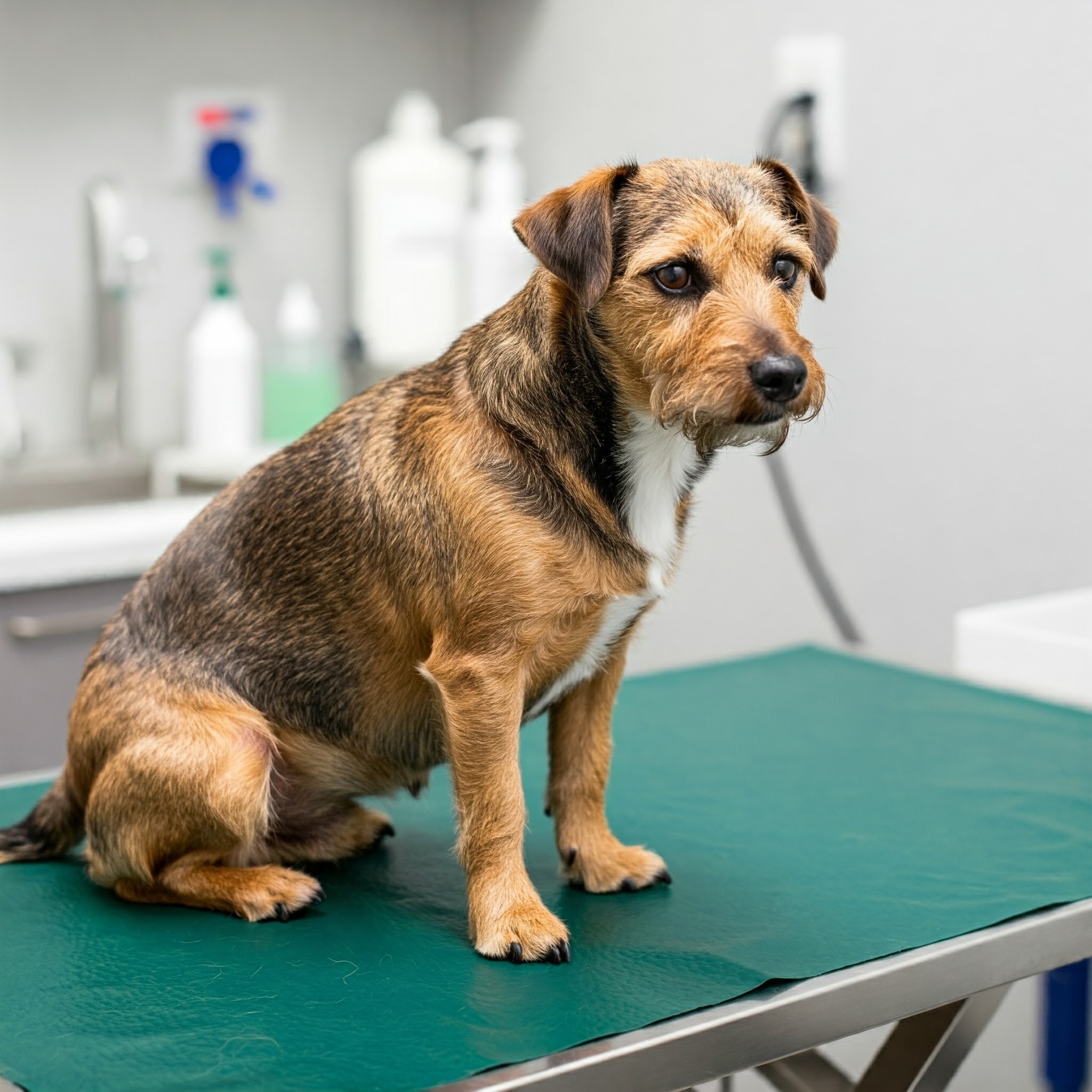 Cane con ascite addominale, una condizione che richiede un'alimentazione specifica.