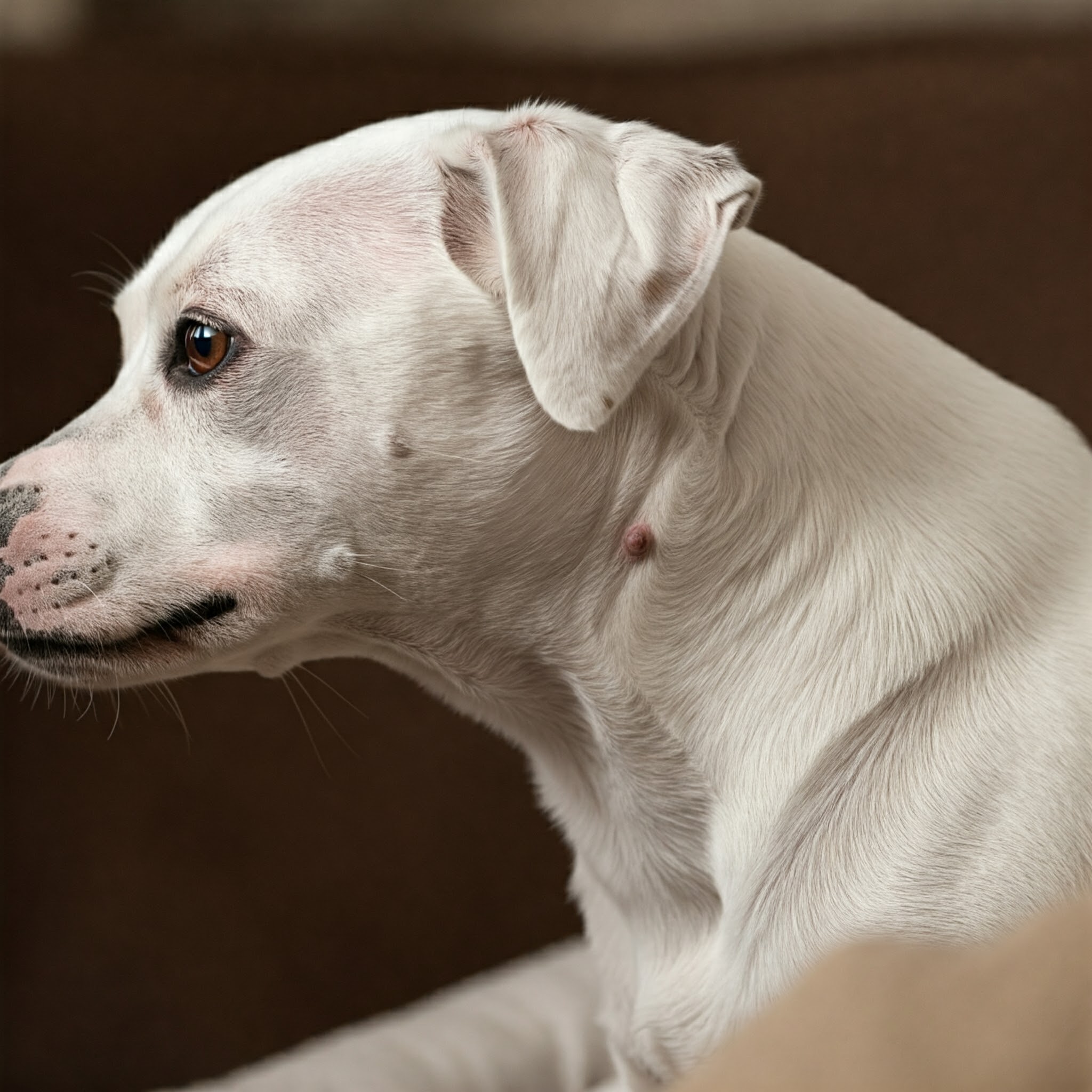 Piccolo nodulo sottocutaneo su un cane, potrebbe essere causato da dirofilaria repens.
