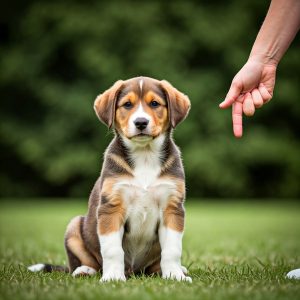Un cucciolo di cane durante una sessione di addestramento