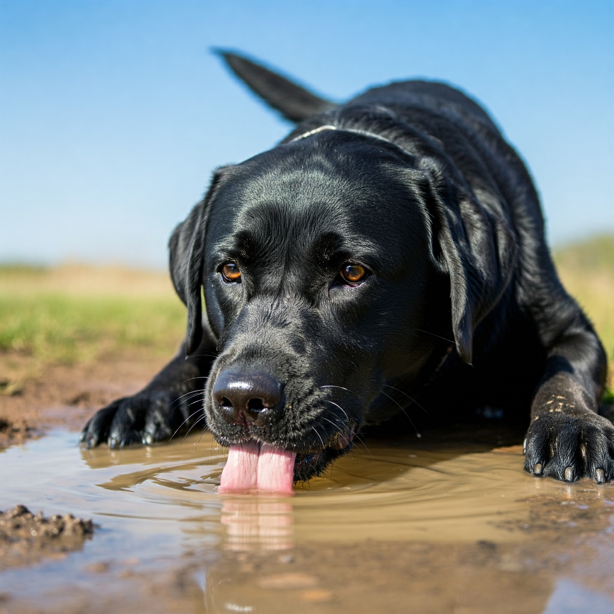 Cane a rischio leptospirosi: beve da acqua stagnante.
