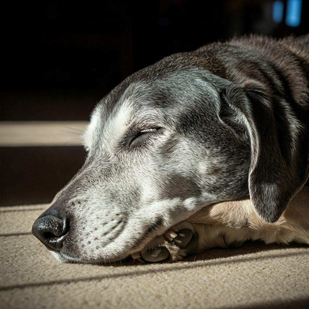 Cane anziano non abbaia più: riposo tranquillo
