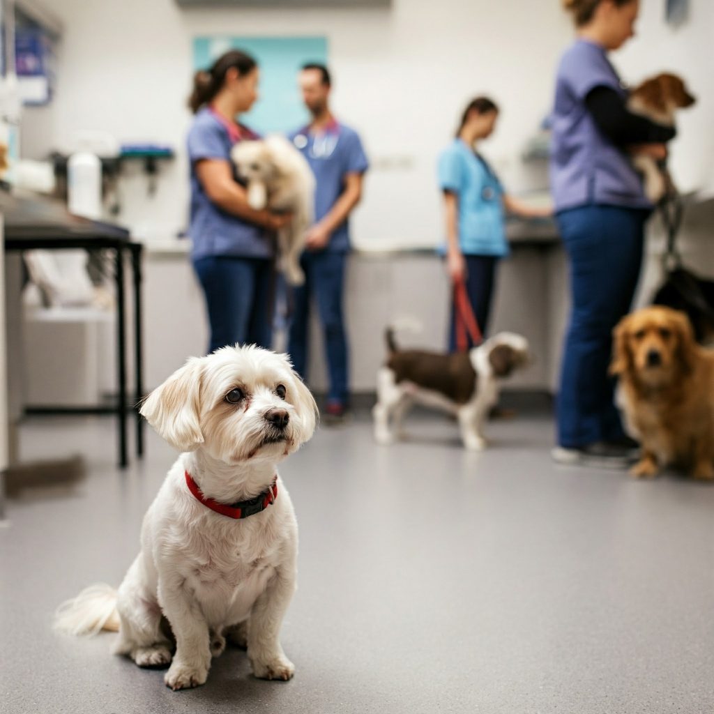 Cane anemico in visita dal veterinario