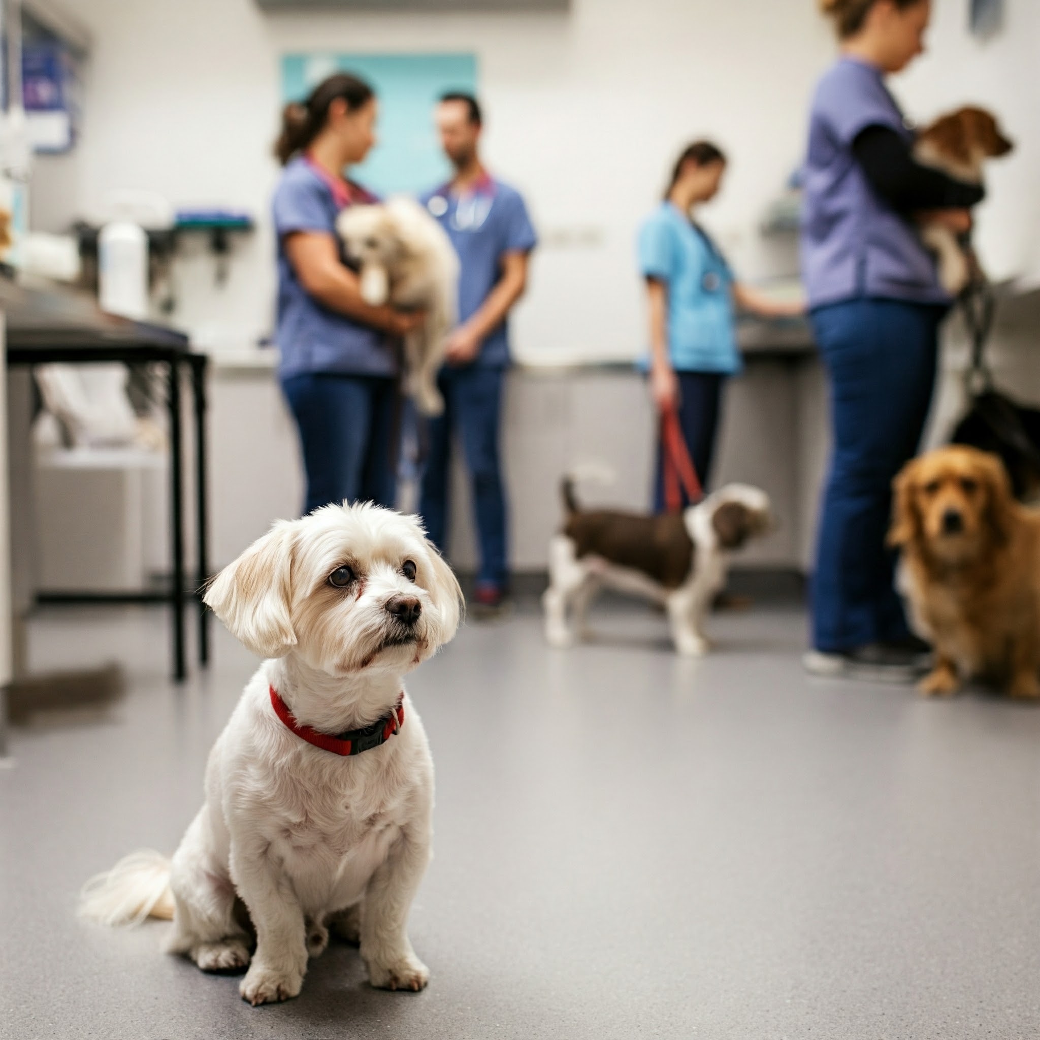 Cane anemico in visita dal veterinario