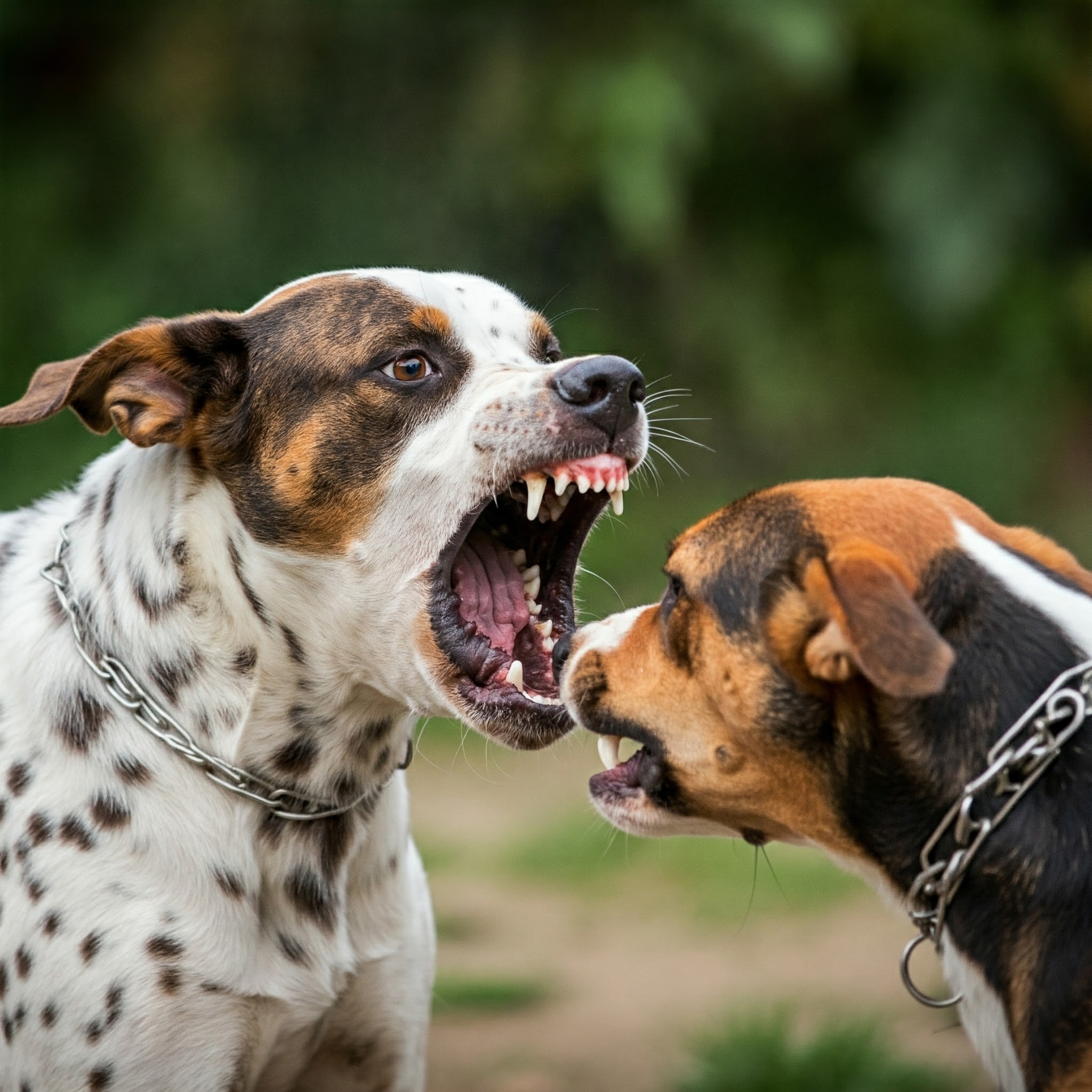 Aggressività del cane: cane ringhia mostrando i denti