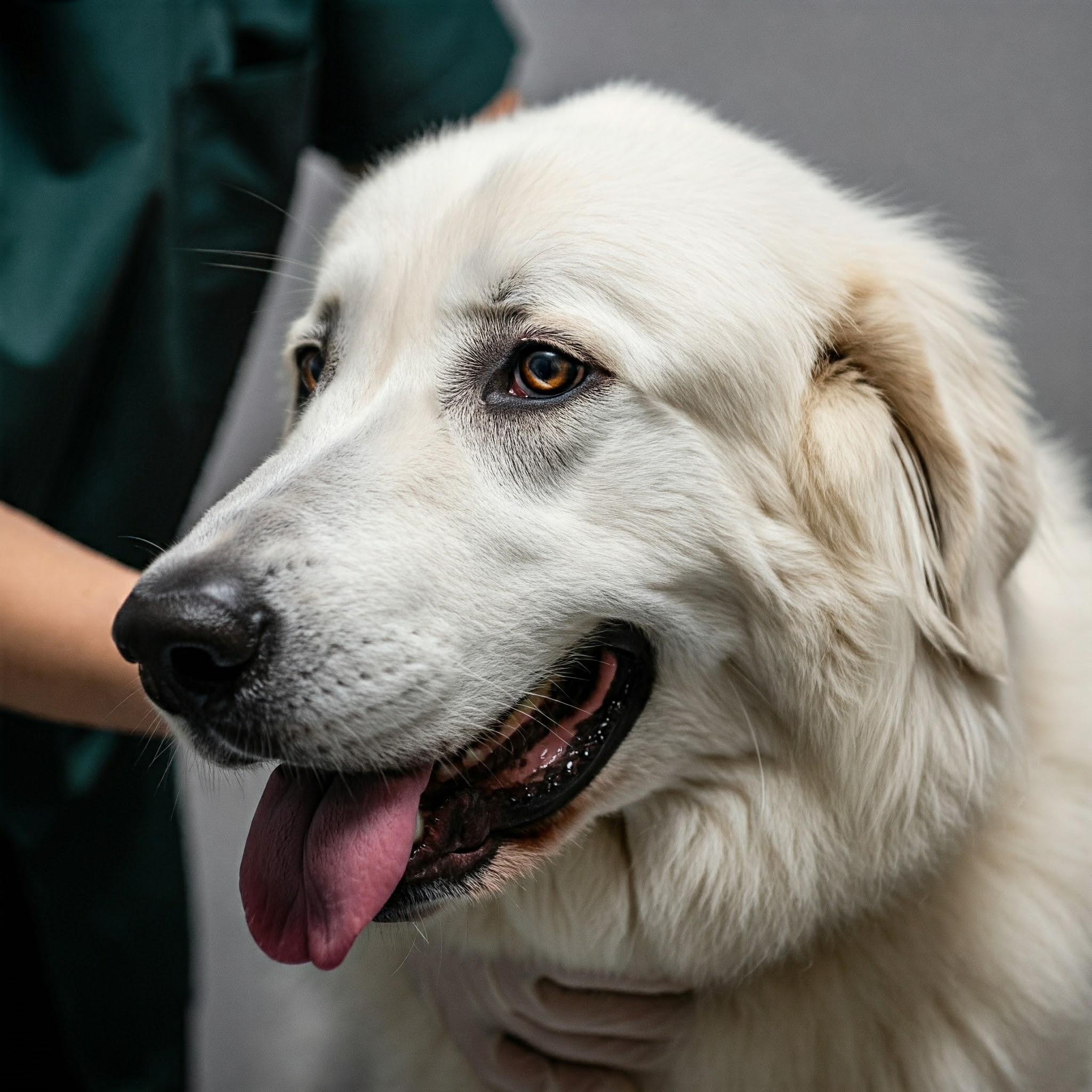 Pancreatite nel cane: importanza dei controlli veterinari regolari, come per questo Pastore Maremmano