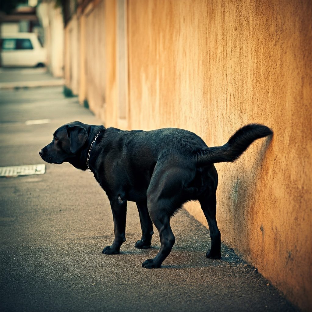 Sintomi del tumore alla vescica nel cane: minzione frequente, sforzo e sangue nelle urine.